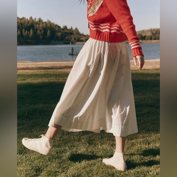 The Great / The Viola Skirt in off white cotton poplin 3 Large - Picture 5 of 6